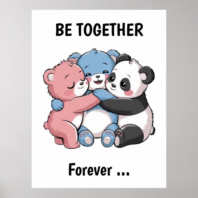 Poster Ursos de Teddy Bonitos com Panda (Frente)