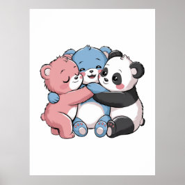 Poster Ursos de Teddy Bonitos com Panda