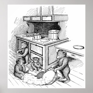 Poster Ursos de Teddy Fazem uma Bagunça na Cozinha