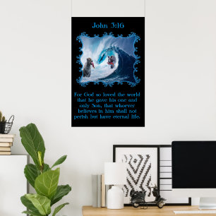 Poster Ursos de urso do 3:16 de John no oceano