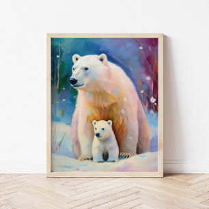 Poster Ursos Polares de Inverno Nevado Arte Moderna