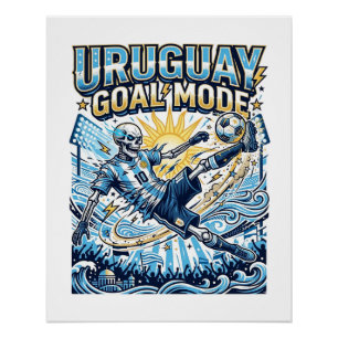 Póster Uruguai Modo Gol Esqueleto Atacante Nações Dinâmic