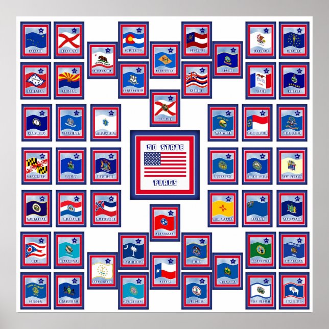 POSTER US 50 STATE FLAGS WHITE/556 (Frente)