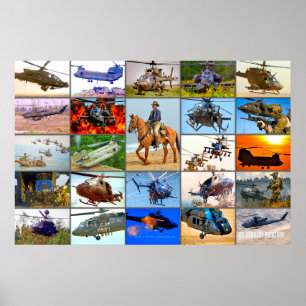 POSTER US CAVALRY AVIATION "MONTAGE"