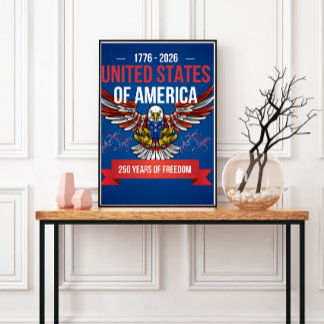 Poster Usa 250 year 4th of July Anniversary patriotic 