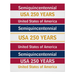 Póster USA 250 Years Semiquincentennial Patriotic Stripes