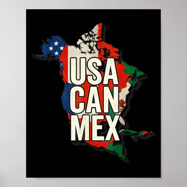 Poster Usa Can Mex Soccer North America Football Fan  (Frente)