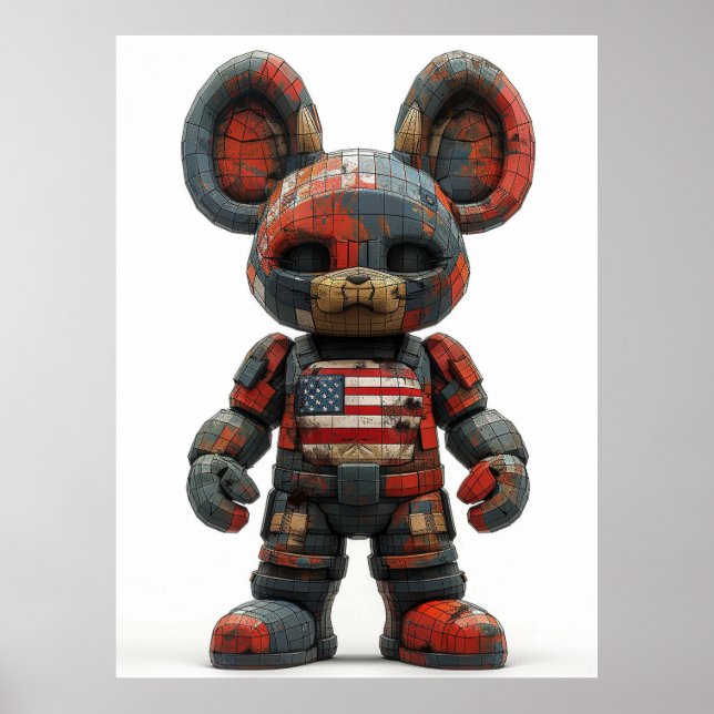 Poster USA Flag Mascot — Modern Patriotic Wall Art (Frente)