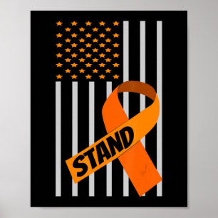 Poster USA Flag Ribbon Leukemia Awarkemia - Apoio à Famíl