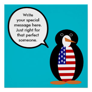 Póster USA Flag Talking Ms Penguin