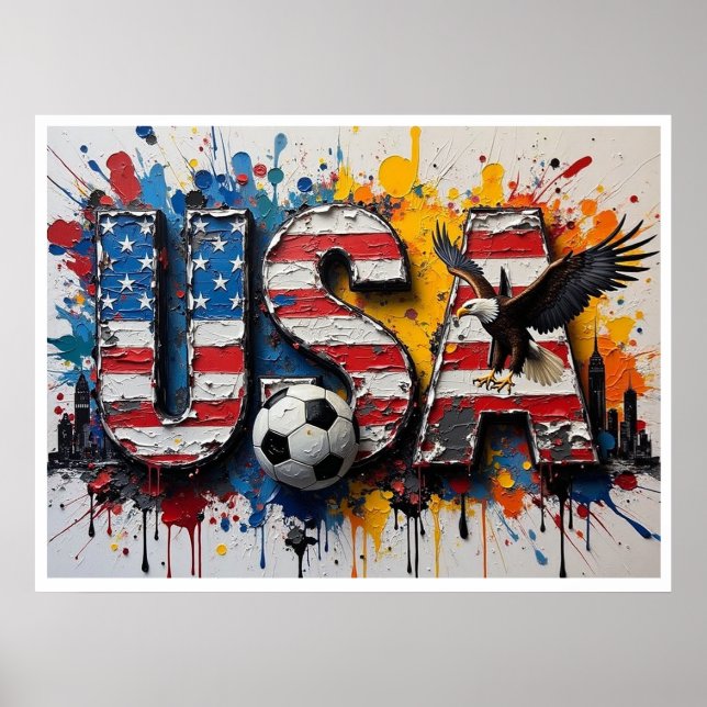 Poster USA Football Citiscape Oil Painting Style Art (Frente)
