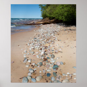 Poster USA, Michigan. Pebbles Along 12 Mile Beach