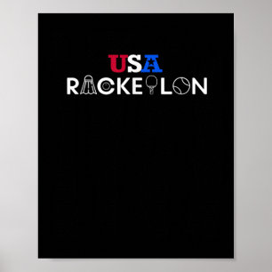 Poster Usa Racketlon - Tênis de Mesa Badminton Squash Tên