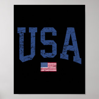 Poster Usa Women Men Kids Patriotic American Flag Distres