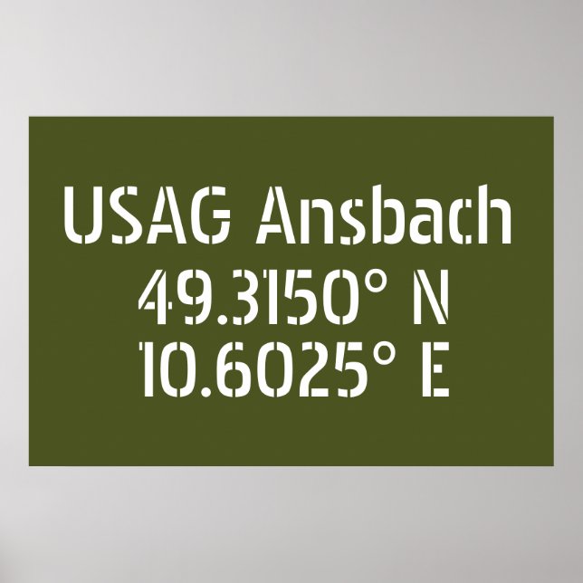 Poster USAG Ansbach Latitude Longitude (Frente)