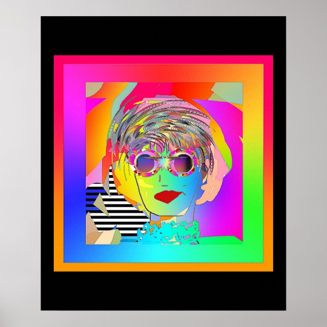 Poster Usando Óculos Escuros E Um Sorriso Irônico Borda P (Frente)