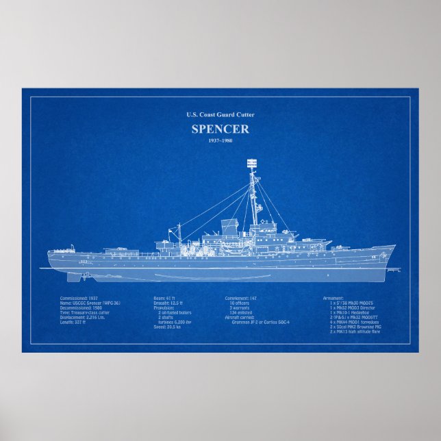 Poster USCG Cutter Spencer wpg-36 - ABD (Frente)