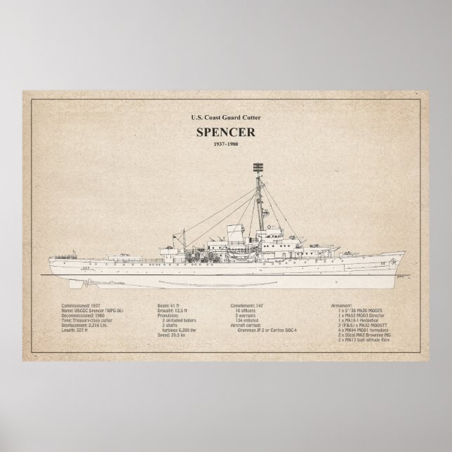 Poster USCG Cutter Spencer wpg-36 - SBD (Frente)
