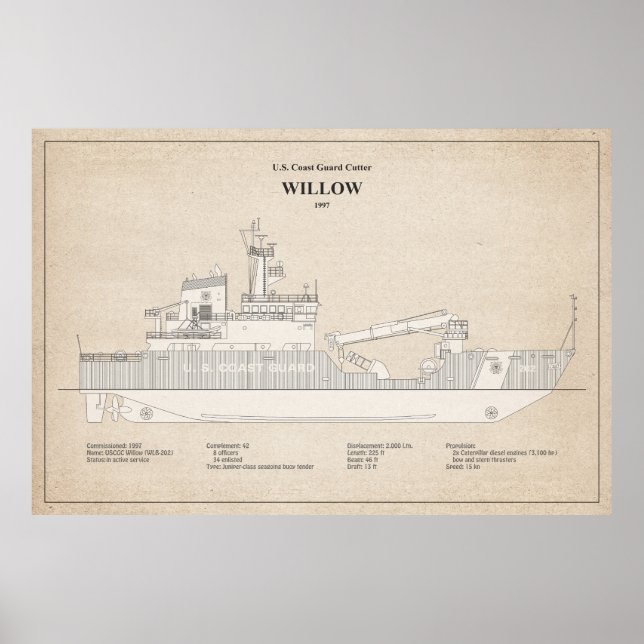 Poster USCG Cutter Willow wlb- 202 - SBD (Frente)