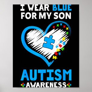Poster Use Azul para Conscientização do Autismo do Filho