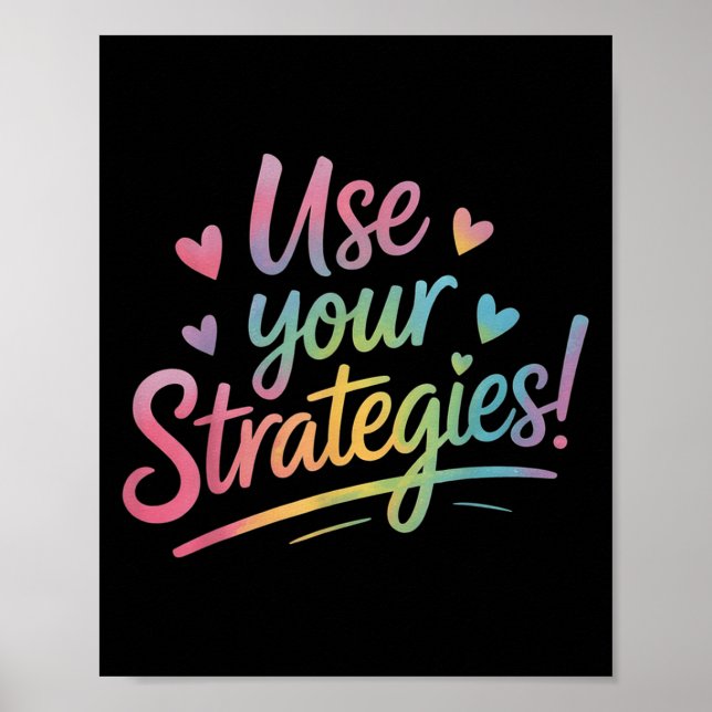 Poster Use Your Strategies Test Day Teacher Student Motiv (Frente)