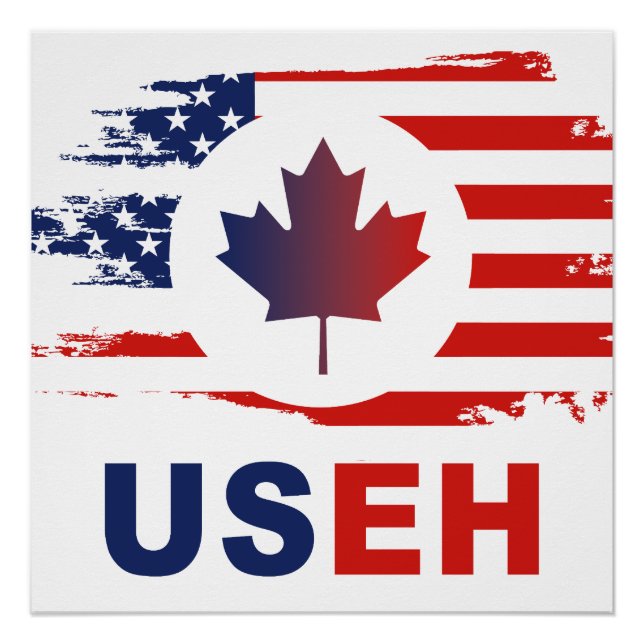 Póster USEH Half Canadian American Canada USA Flag United (Frente)