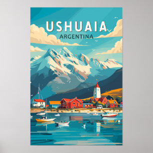Poster Ushuaia Argentina Viagem Art Vintage