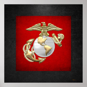 Póster USMC Eagle, Globe & Anchor (EGA) [3D]