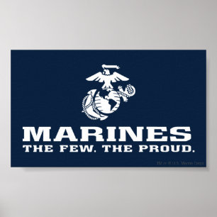Poster USMC O Pouco Logotipo Orgulhoso Empilhado - Branco