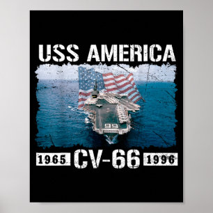 Poster Uss america cv-66 est 1965-1996 bandeira aeronave