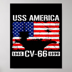 Poster Uss américa cv-66 est 1965-1996 bandeira usa aeron