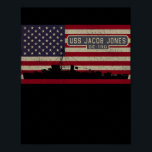 Poster USS Jacob Jones DE 130 WW2 Ship American Flag<br><div class="desc">USS Jacob Jones DE 130 WW2 Ship American Flag Gift. Presente perfeito para seu pai, mãe, pai, homens, mulheres, amigos e familiares no Dia de Ação de Graças, Dia de Natal, Dia de as mães, Dia de os pais, 4 de julho de 1776 Dia Independente, Dia dos Veteranos, Dia do...</div>