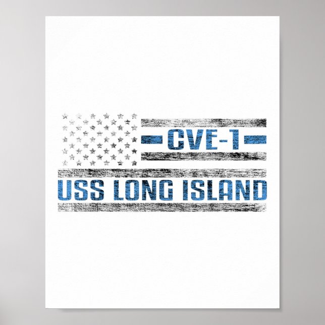 Poster Uss Long Island Wwii Aircraft Carrier Cve-1 Us Arm (Frente)