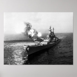 Poster USS Missouri Firing Salvo - 1950