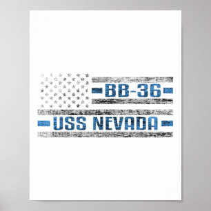 Poster Uss Nevada Wwii Battleship Bb-36 Exército American