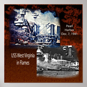 Póster USS West Virgina, Pearl Harbor 1941 Pequeno