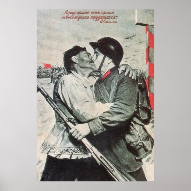 Póster USSR CCCP Guerra Fria União Soviética de Propagand (Frente)