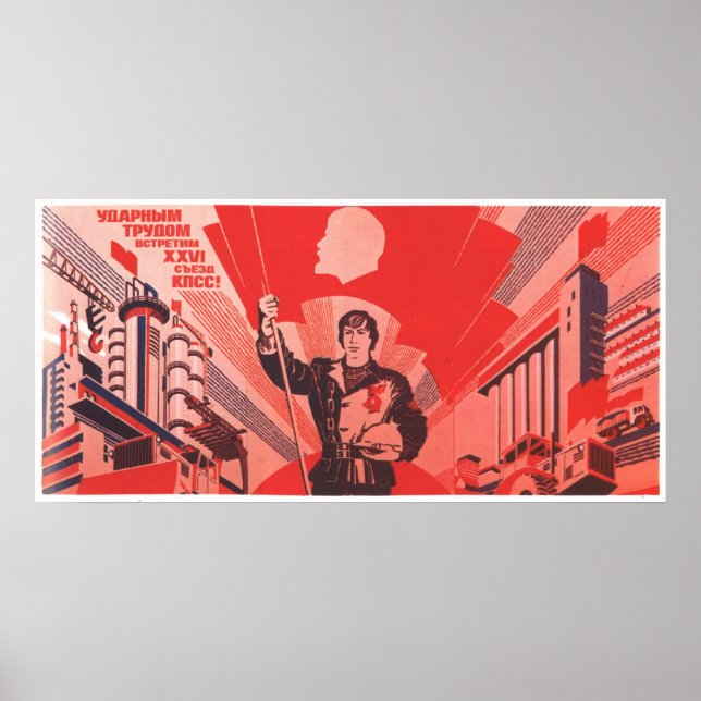 Poster USSR CCCP Guerra Fria União Soviética de Propagand (Frente)