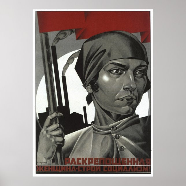 Póster USSR CCCP Guerra Fria União Soviética de Propagand (Frente)