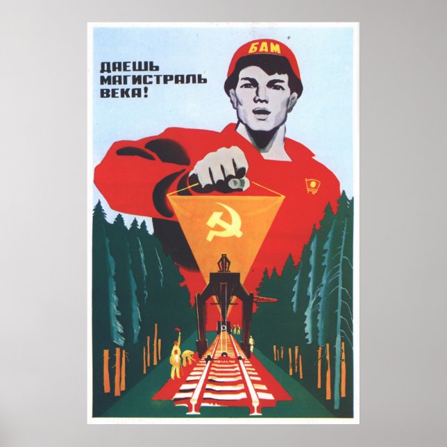 Póster USSR CCCP Guerra Fria União Soviética de Propagand (Frente)