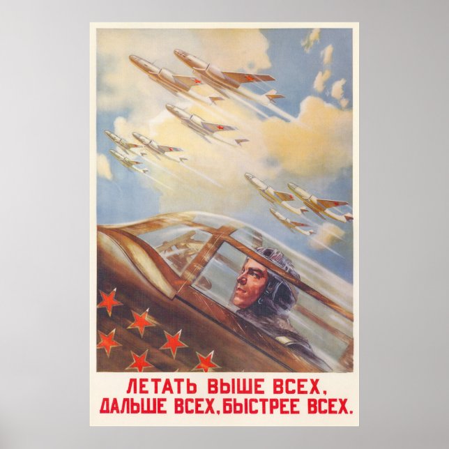 Poster USSR CCCP Guerra Fria União Soviética de Propagand (Frente)