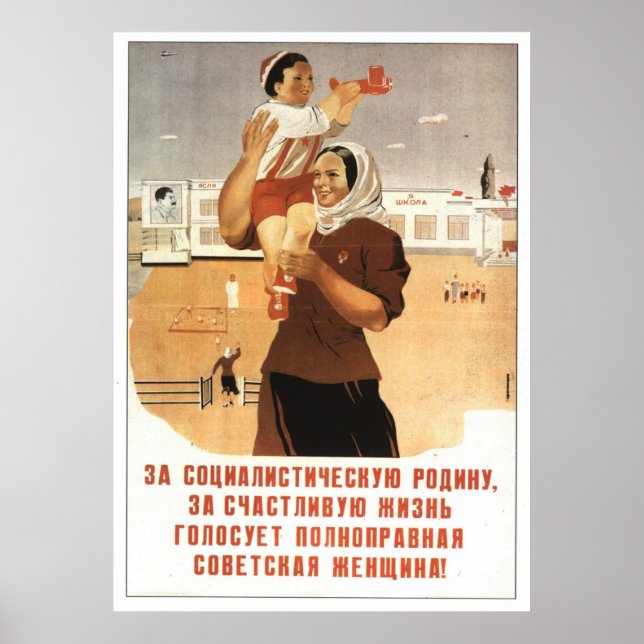 Póster USSR CCCP Guerra Fria União Soviética de Propagand (Frente)