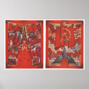 Póster USSR CCCP Guerra Fria União Soviética de Propagand
