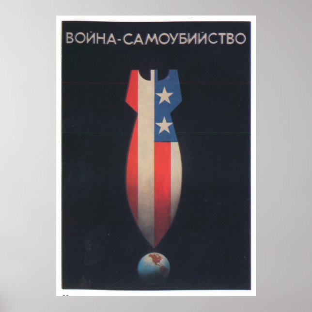 Póster USSR CCCP Guerra Fria União Soviética de Propagand (Frente)