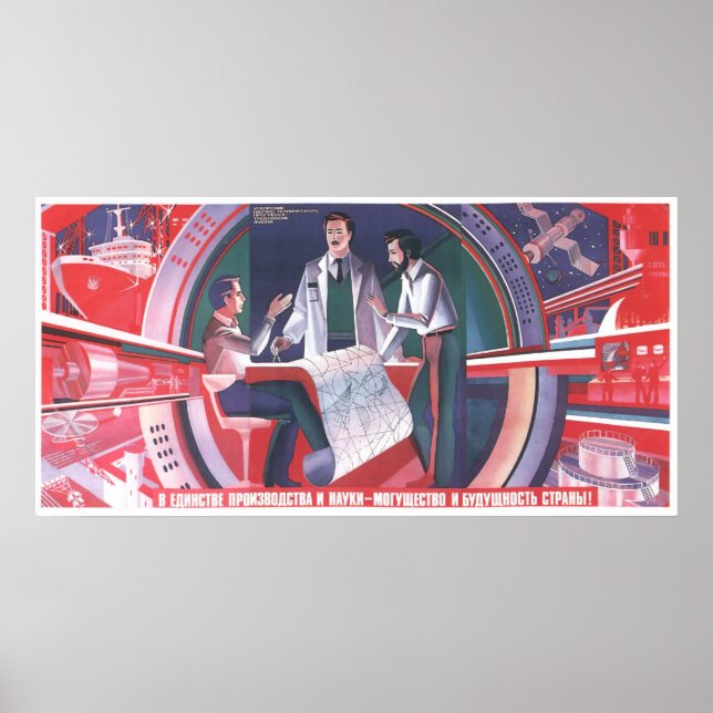 Póster USSR CCCP Guerra Fria União Soviética de Propagand (Frente)