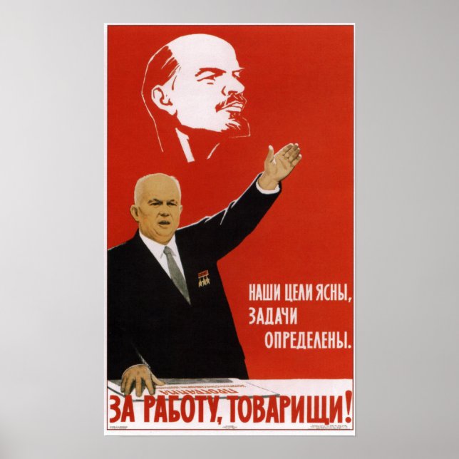 Póster USSR Propaganda Soviética Nikita Khrushchev 1962 (Frente)