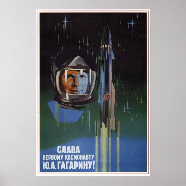 Poster USSR Soviet Aviation Y. A. Gagarin 1961 (Frente)