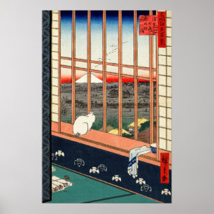 Poster Utagawa Hiroshige - Campos de arroz Asakusa