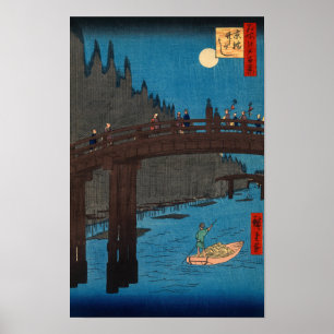 Poster Utagawa Hiroshige - Ponte de Kyoto ao Luar
