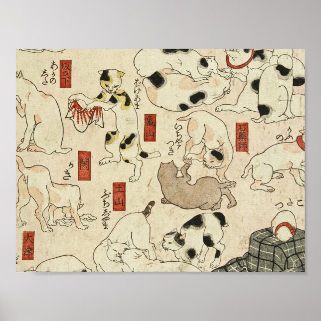 Poster Utagawa Kuniyoshi - Gatos (Frente)